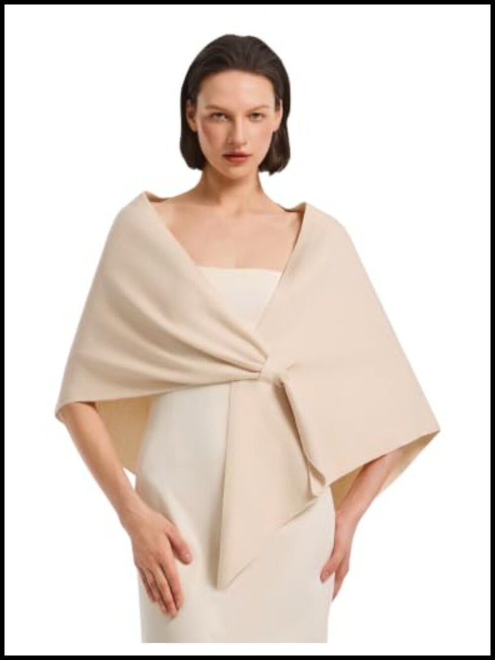 Women Triangle Pashmina Shawl Wrap with Pull-Through Loop